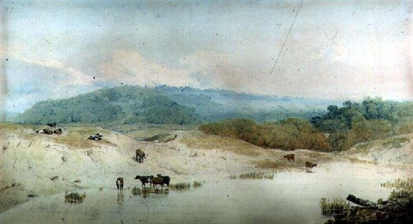 View in Yorkshire, River and Cattle by Augustus Wall Callcott