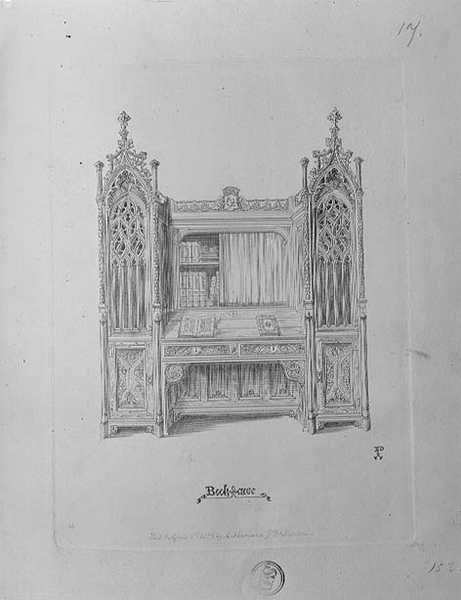 Design for a gothic bookcase, c.1835 by Augustus Welby Northmore Pugin
