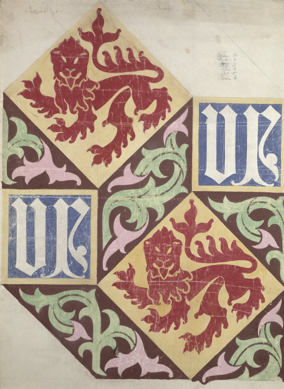 Floor design for the Houses of Parliament by Augustus Welby Northmore Pugin