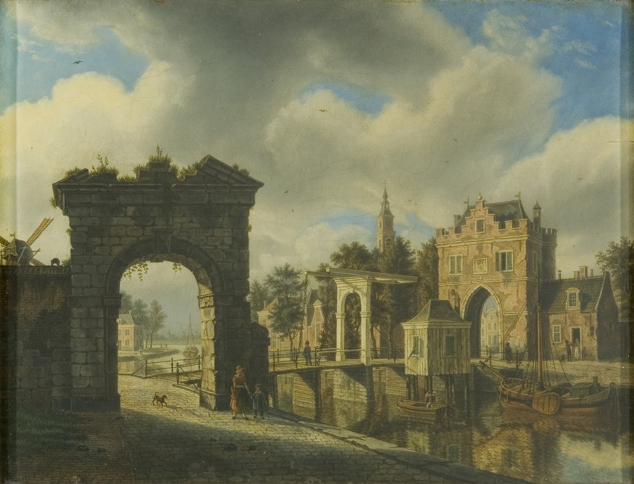 Canal Scene with Drawbridge by Augustus Wijnands