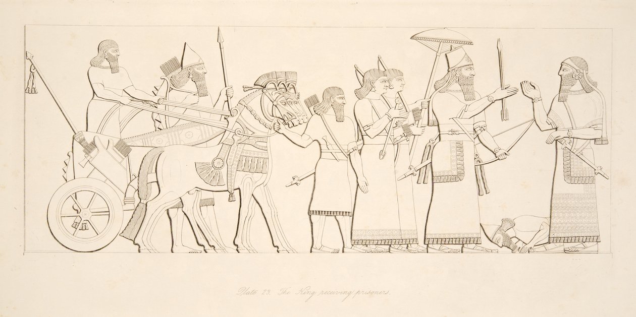The King receiving prisoners, from Monuments of Nineveh by Austen Henry Layard