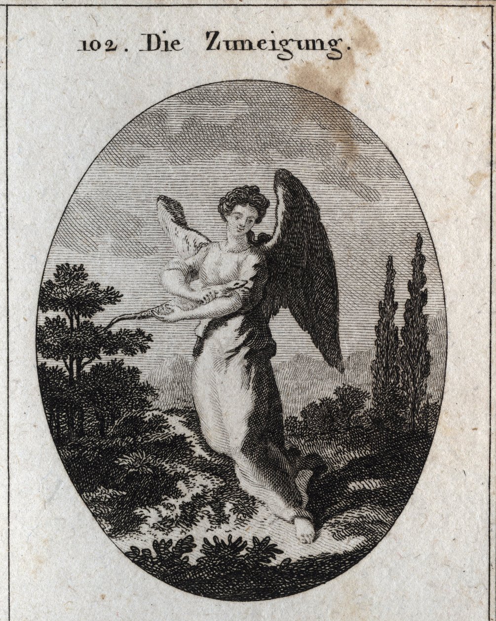 Allegory of Affection or Kindness. His attribute is the lizard, symbol of his kindness and natural affection for men. Engraving in 