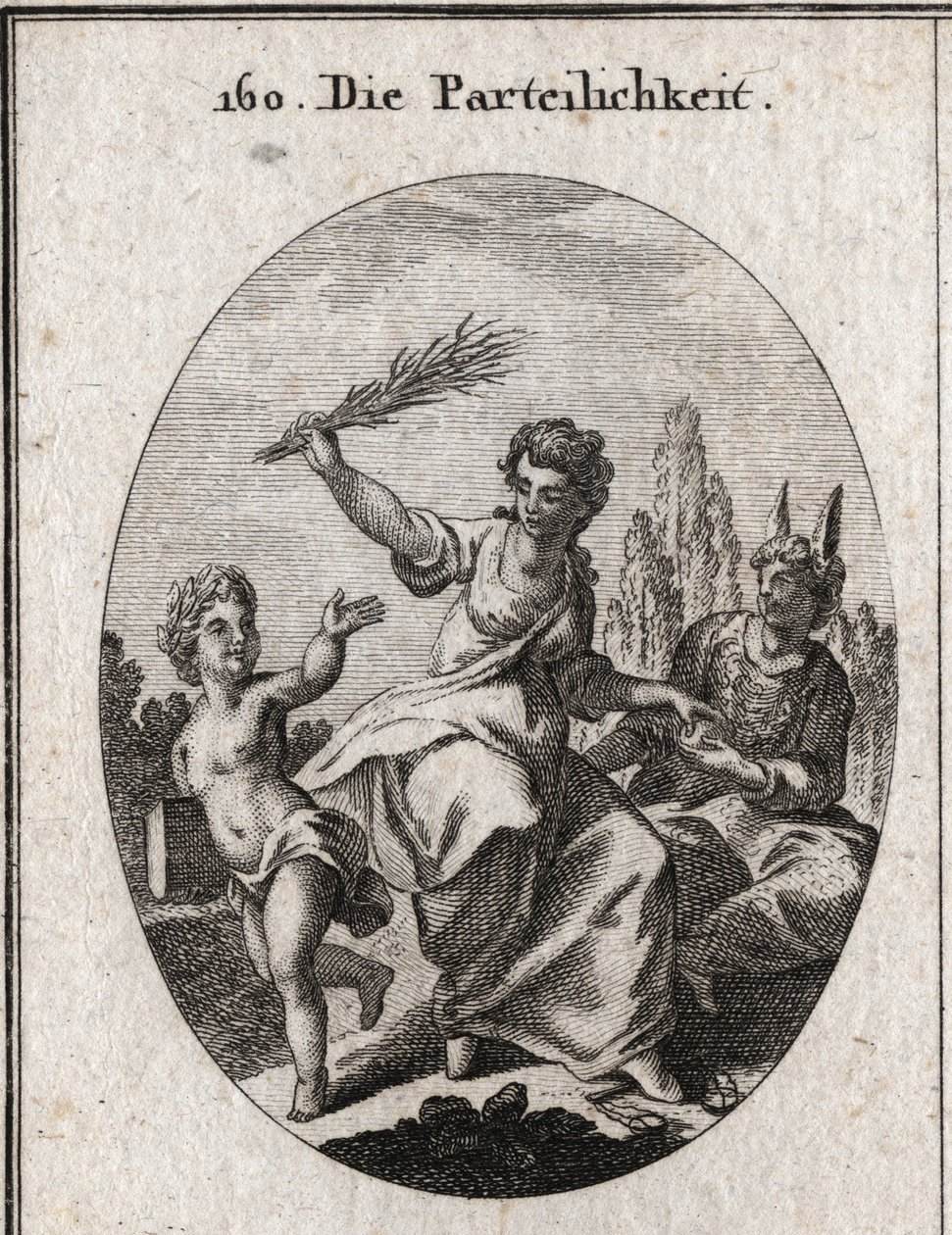 Allegory of Bias. She Crowds Scales Under Her Feet and Gives a Reward to a Genie Richly Vetu but Whose Ignorance Is Characterized by Donkey Ears. She Hunts a Whip to Another Naked Genie but Whose Merit Is Drawn by a Laurel Wreath That He Carries on His Hea by Austrian School