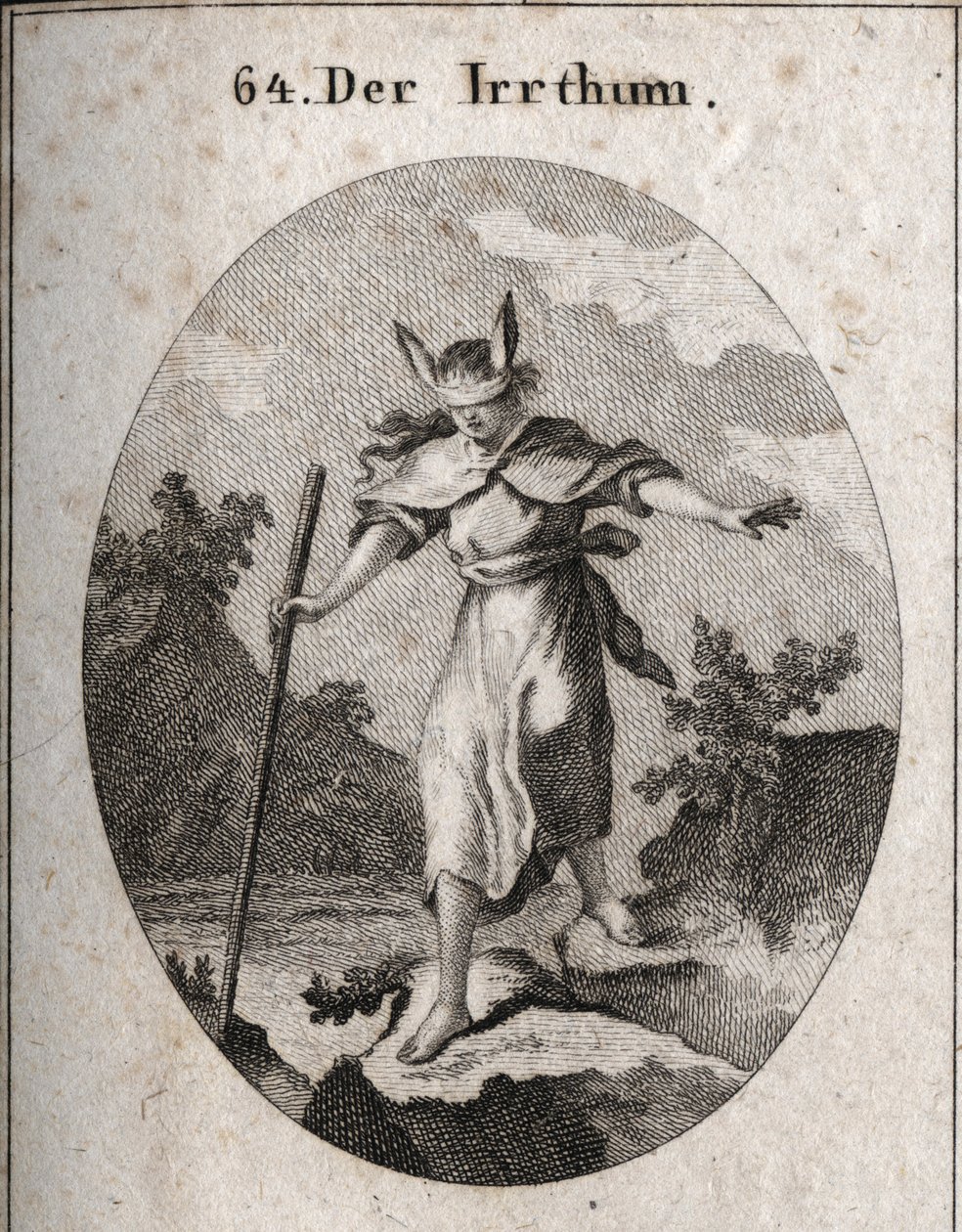 Allegory of Error in a Staggering Attitude with a Blindfold and Donkey Ears to Mark that Blindness and Ignorance are the Sources of Error. She