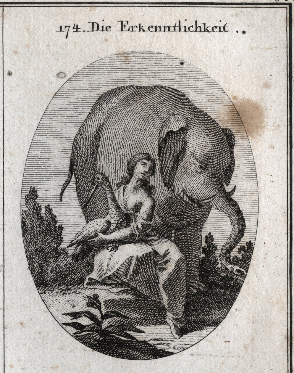 Allegory of Gratitude. Its Symbols Are the Stork Because She Renders to Her Father in Their Old Age the Same Service That She Received in Youth and the Elephant Because Very Grateful, He is Able to Expose His Life Intrepidly by Fighting for His Master by Austrian School