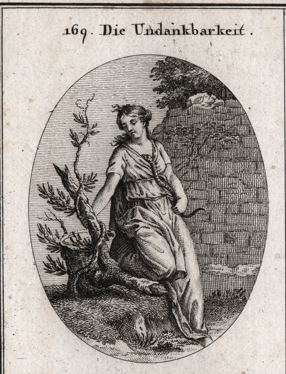 Allegory of ingratitude. A woman who heats a snake in her breast gets ...