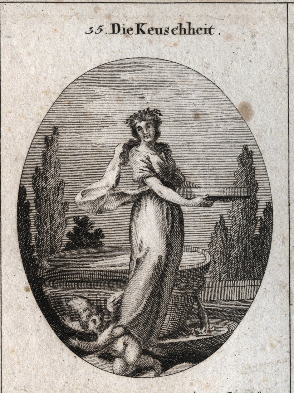Allegory of Chastity Bearing a Cinnamon Crown, Symbol Among the Egyptians of Chastity, as Well as the Screen Filled with Water That She Holds and Which Refers to the Justification of a Vestal That Proved Her Chastity by Austrian School