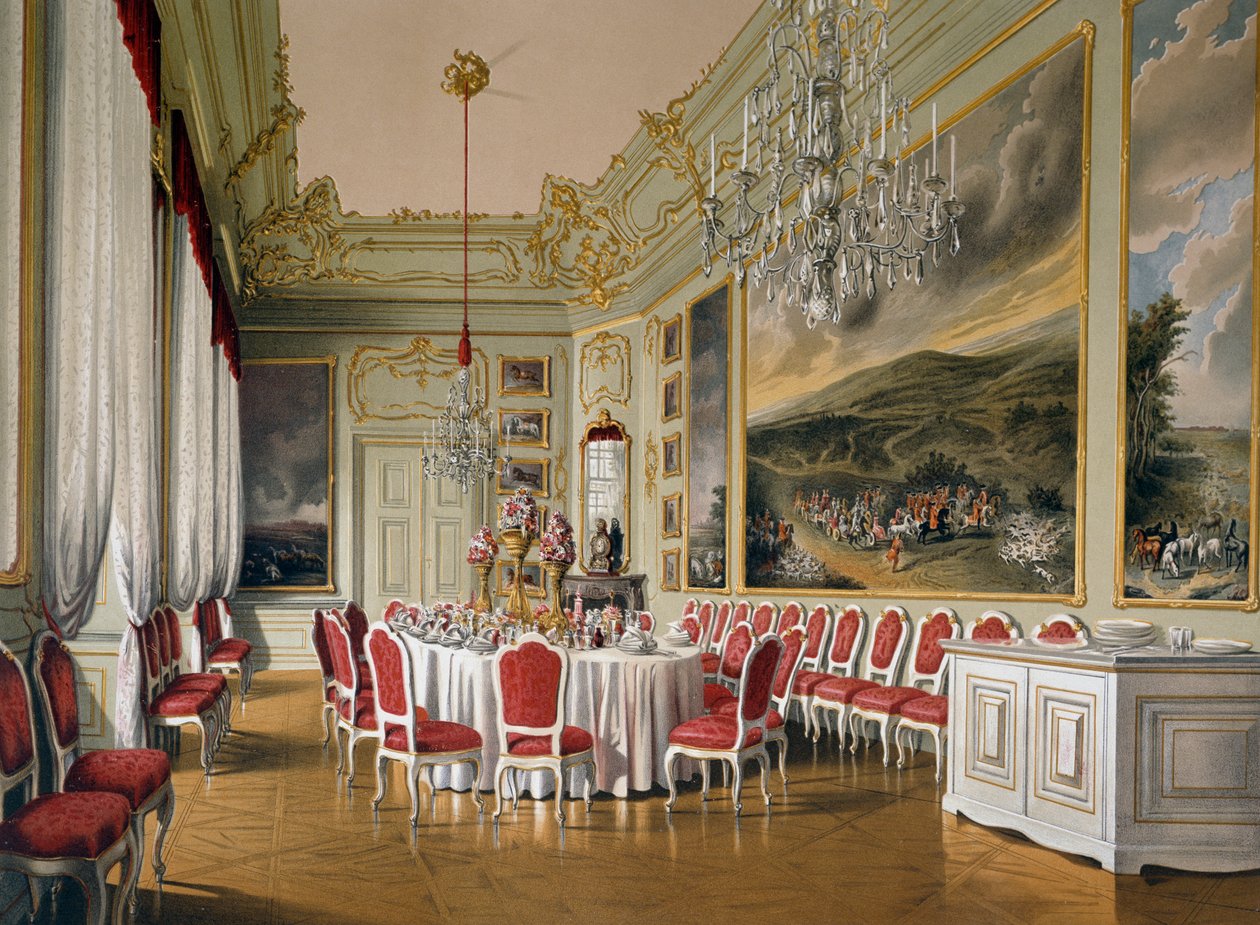 Dining room in Imperial Apartments, Schoenbrunn Palace (UNESCO World Heritage List) by Austrian School