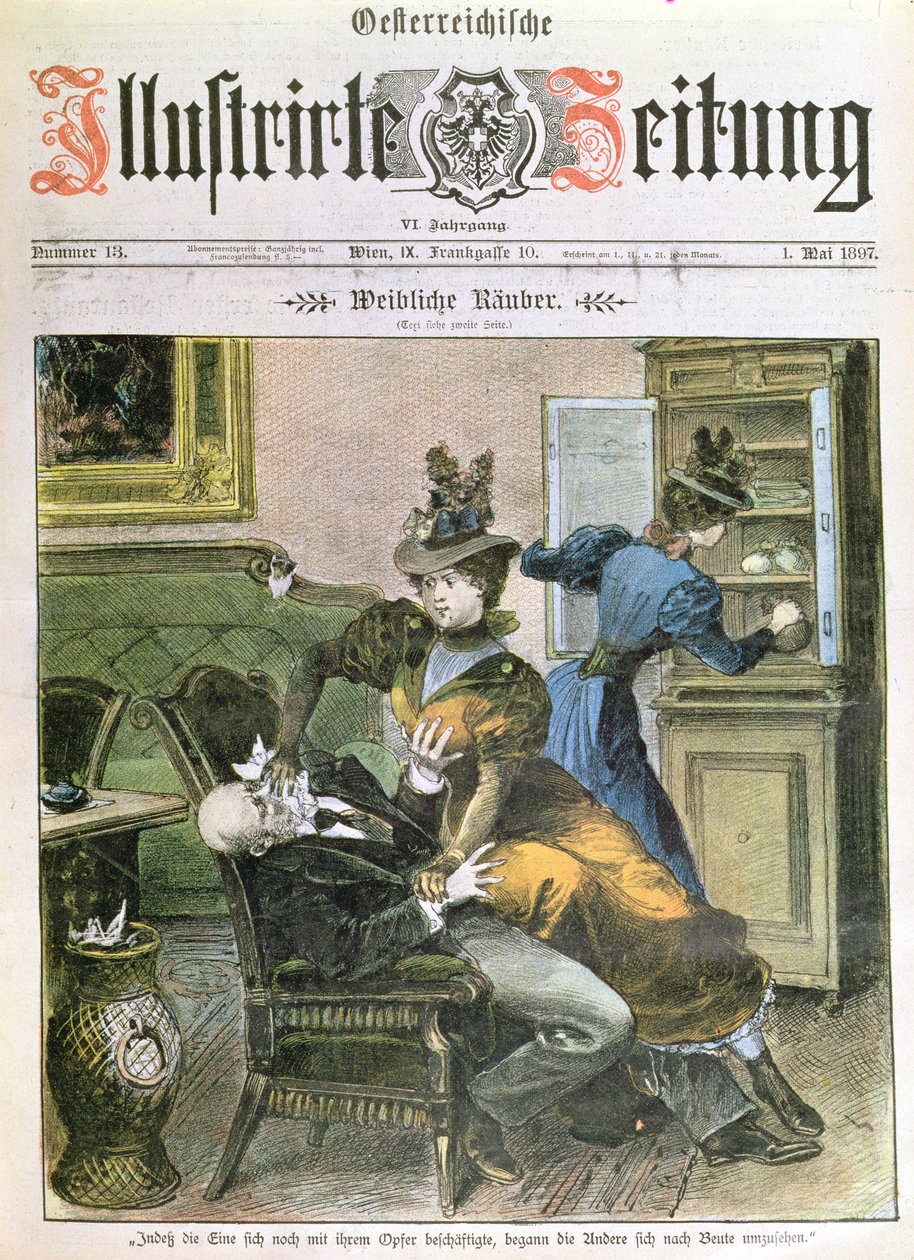 Lady Robbers, front page of the Illustrierte Zeitung, May 1897 by Austrian School