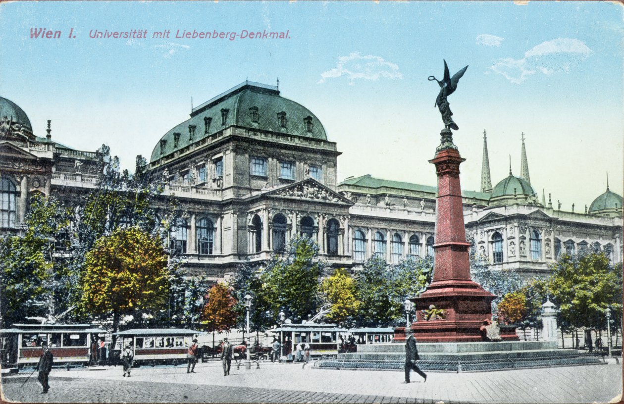 Postcard depicting the University of Vienna and the Liebenberg Monument by Austrian School