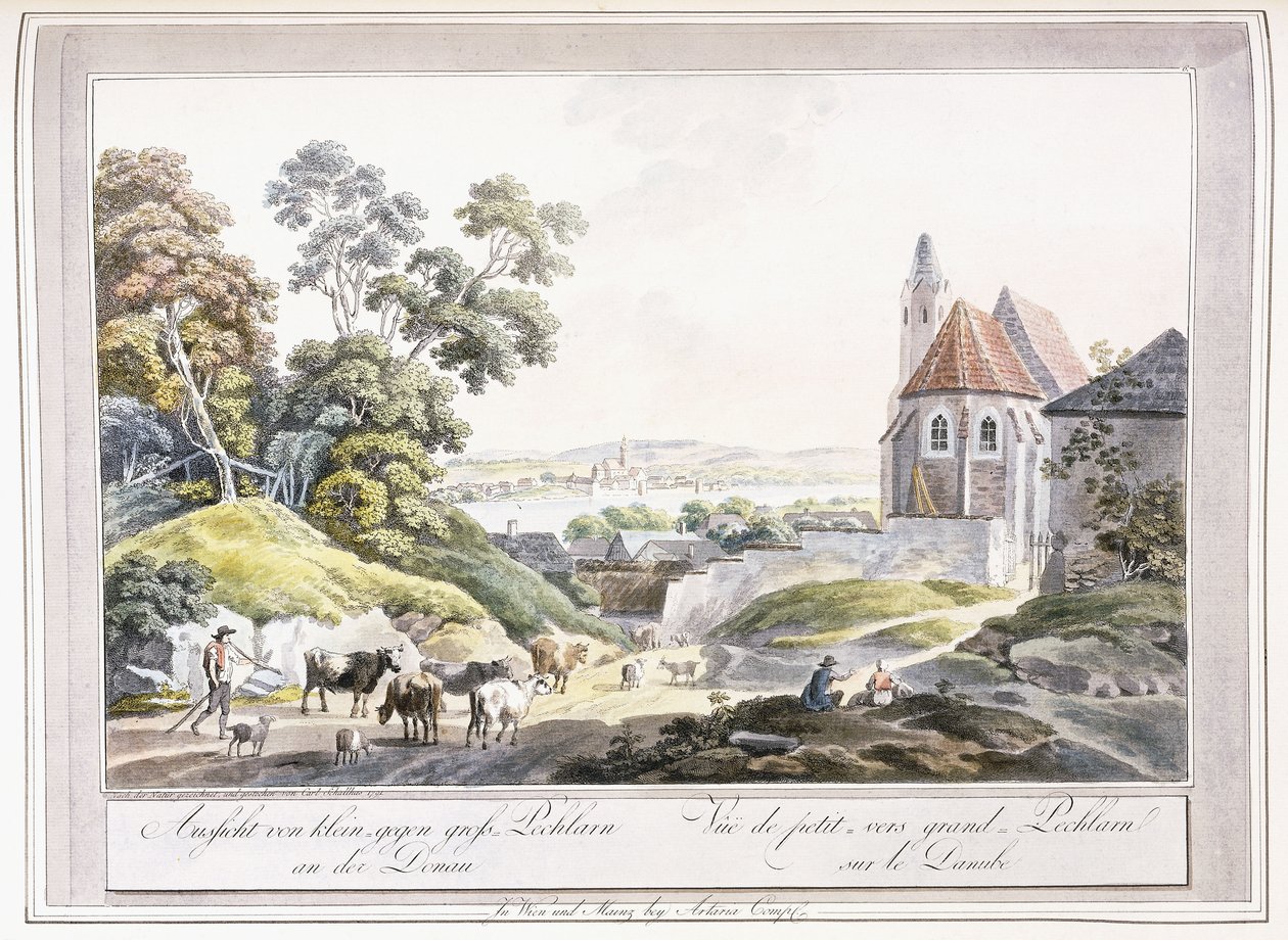 View of the Little and Great Pechlarn on the Danube, 1779-1792 by Austrian School