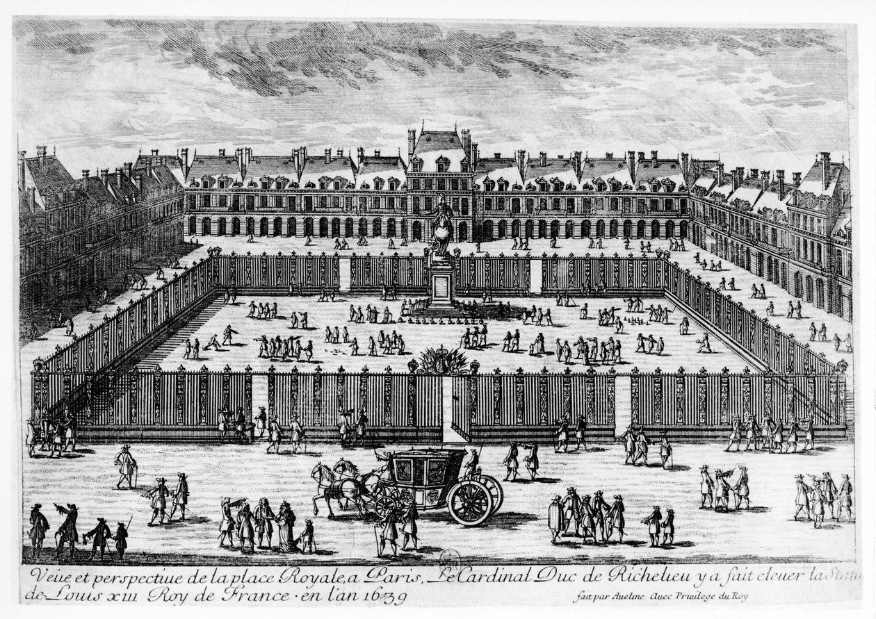 Perspective View of the Place des Vosges by Aveline Family