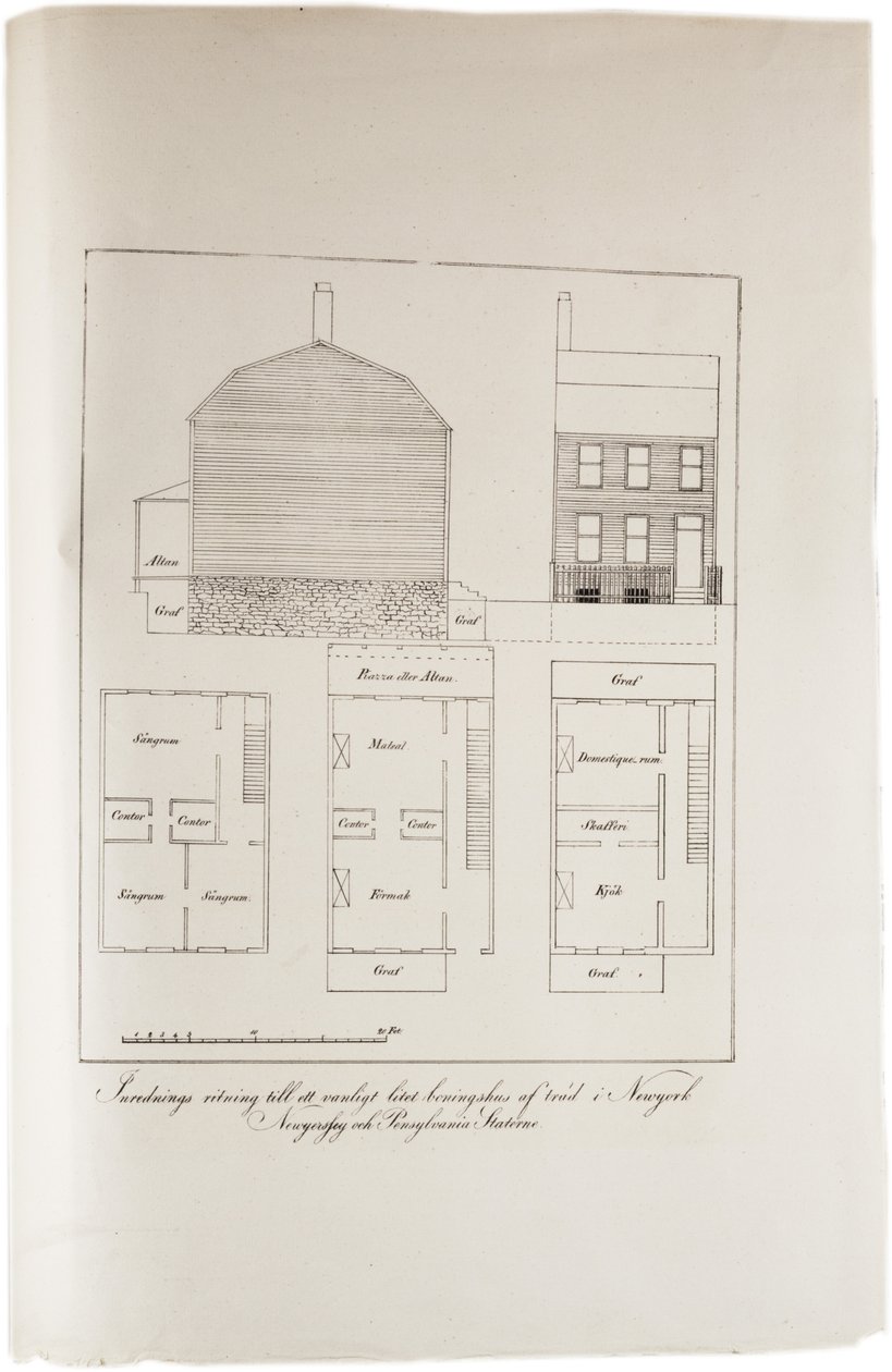 Design of a Typical New York Dwelling, from an Atlas of the United States, 1824 by Axel Leonhard Klinckowström
