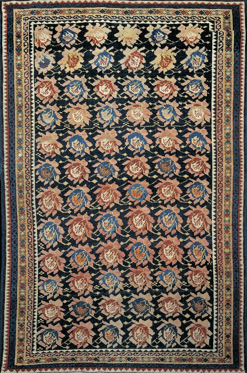 Close-up of a Rosette Karabagh rug, Azerbaijan by Azerbaijani School