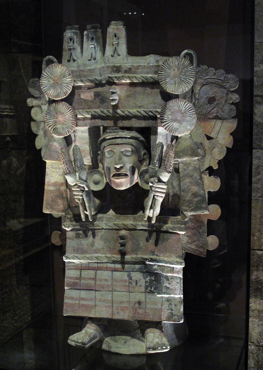 Incense burner in the form of the goddess of agriculture Chicomecoatl, Tlahuac, Late Postclassic period by Aztec