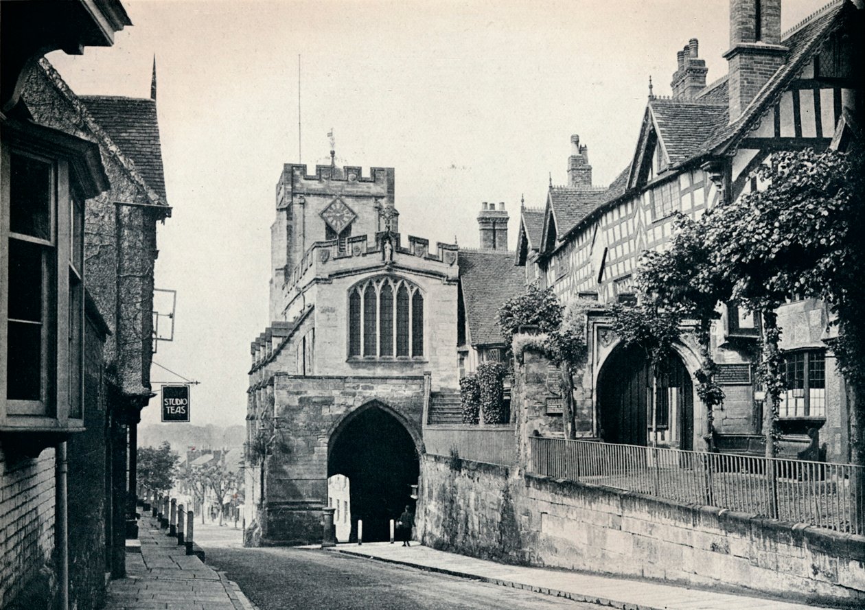 St James Church over West Gate, Warwick, Warwickshire, 1929 by BC Clayton
