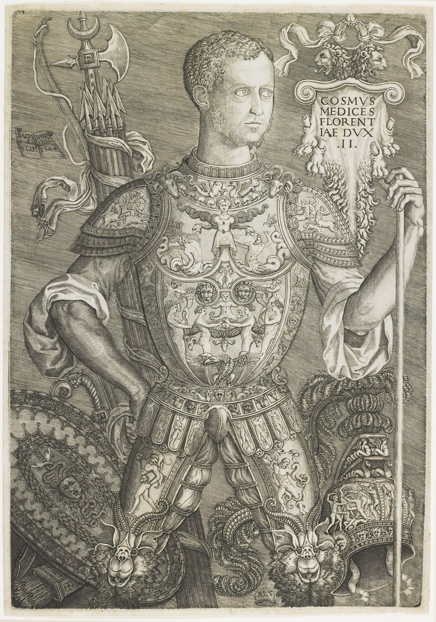 Cosmo I de Medici, Engraved by Niccolo della Casa by Baccio (after) Bandinelli