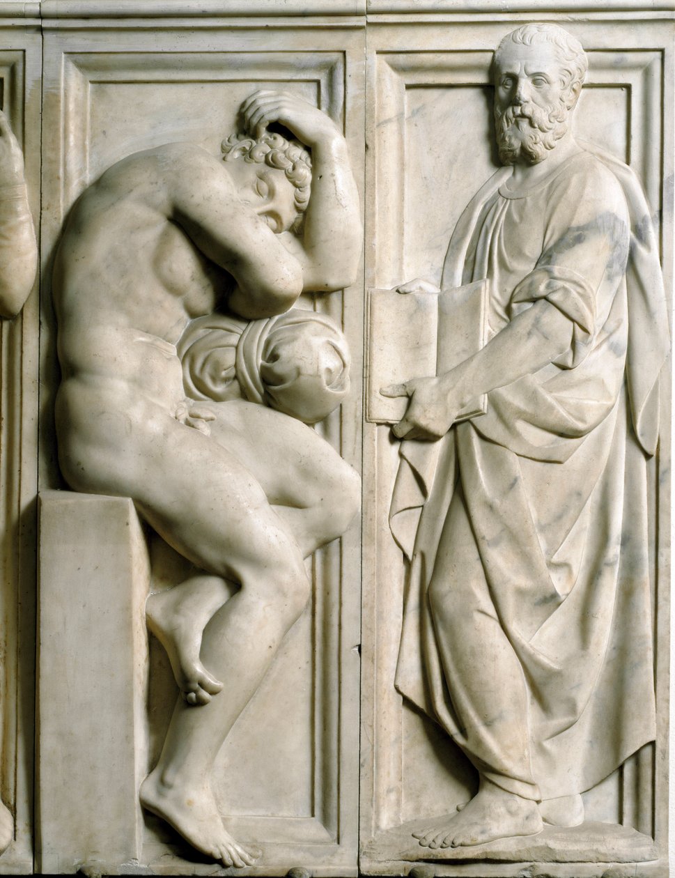 Prophet and Ignudo Low Marble Relief by Baccio Bandinelli by Baccio Bandinelli