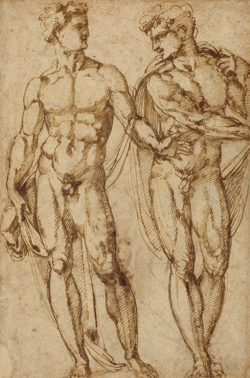 Study of Two Men; Study of the Head of a Bearded Man by Baccio Bandinelli