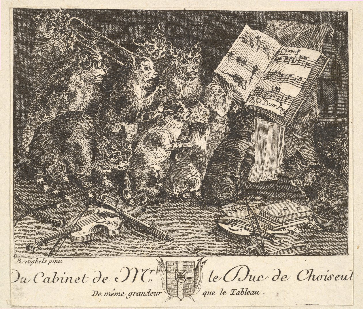 Concert of Cats, After the Painting in the Collection of the Duc de Choiseul, Before 1771 by Balthasar Anton Dunker
