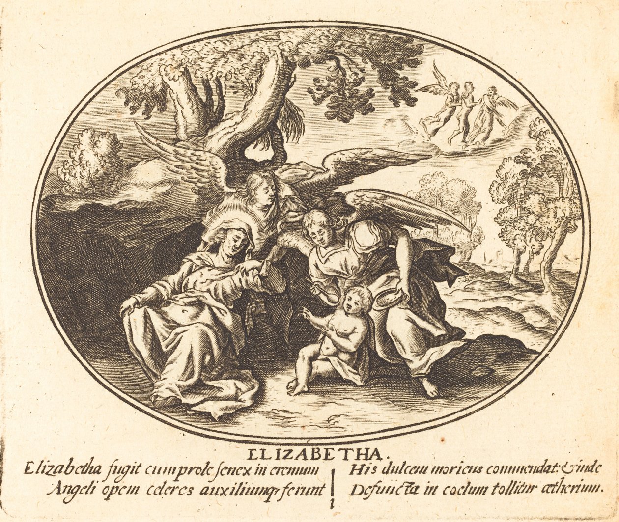 The Flight of Saint Elizabeth with the Infant Saint John by Balthasar Moncornet