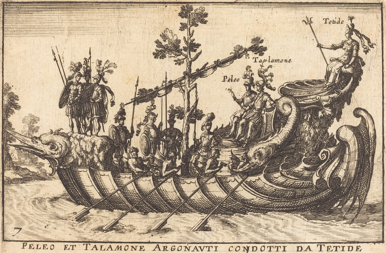 Peleus and Telamon, Argonauts led by Thetis by Balthasar Moncornet after Remigio Cantagallina