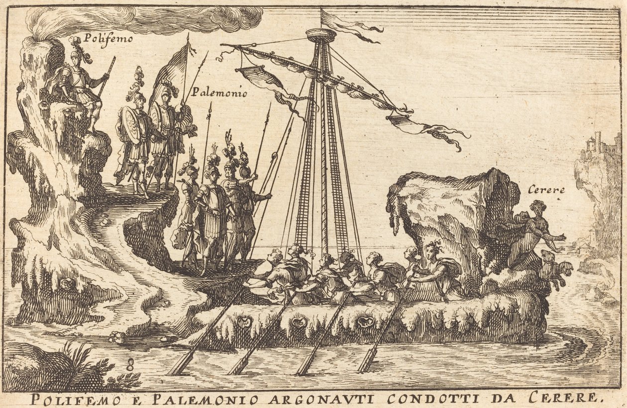 Polifemo and Palemonio Argonauts Led by Ceres by Balthasar Moncornet after Remigio Cantagallina