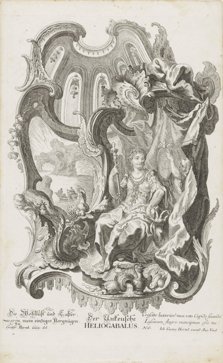 The Unchaste Heliogabalus (title on object) Allegorical Figures (series title) by Balthasar Sigmund Setletzky