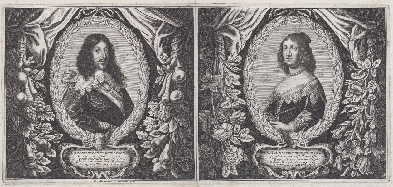 Louis XIII and Anna of Austria by Balthazar Moncornet and Pierre Mariette I