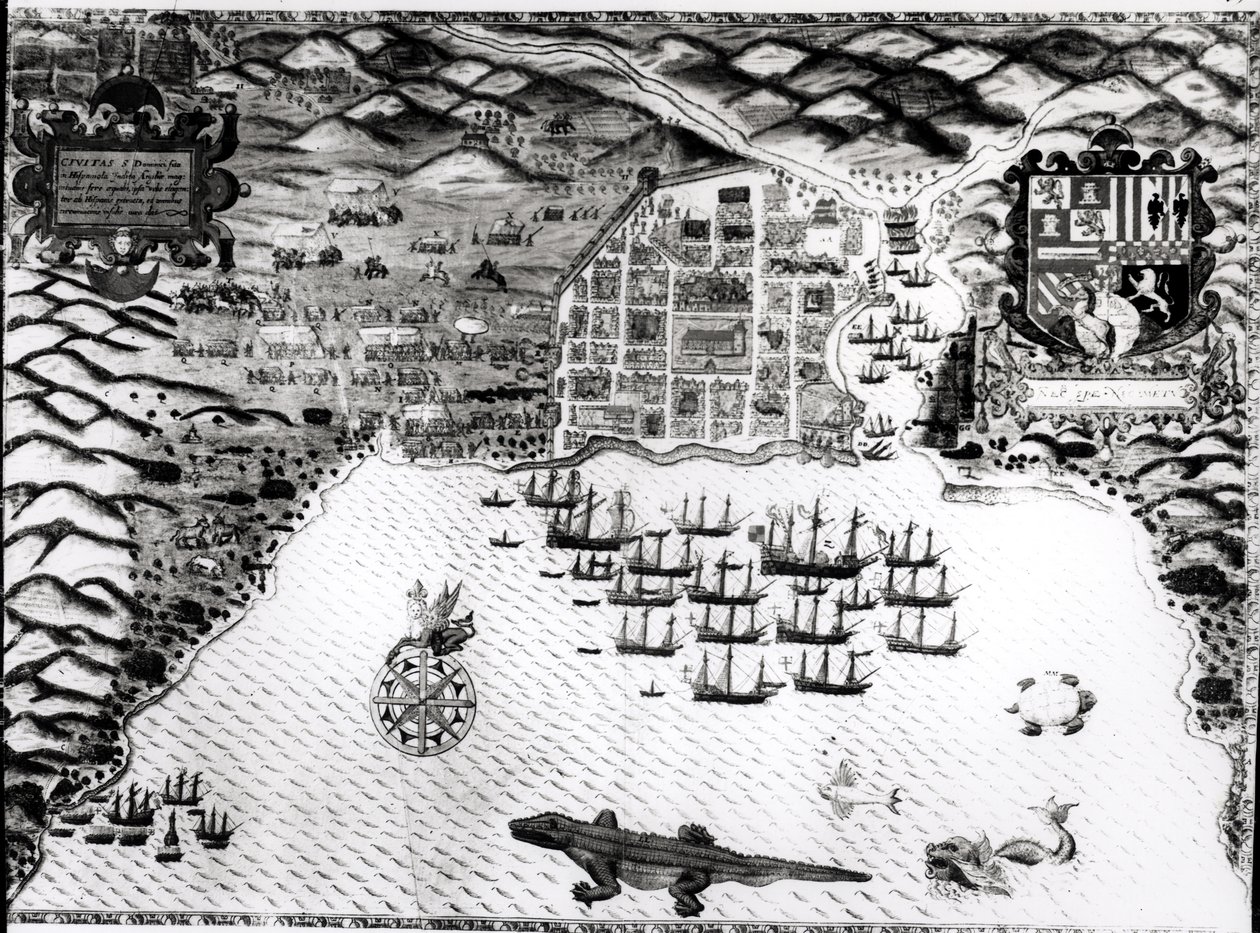 Santiago, Cape Verde, 1589 by Baptista Boazio