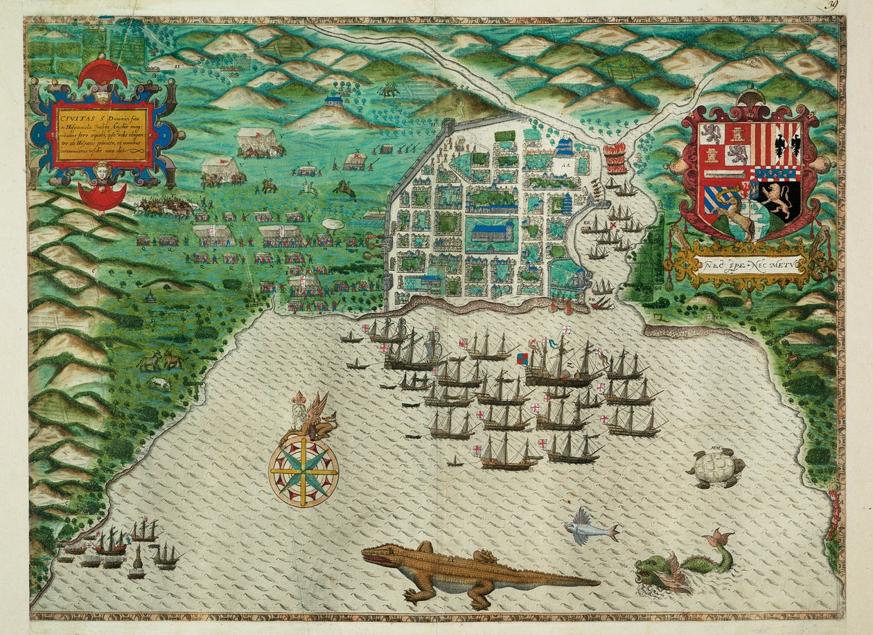 Map of Santo Domingo by Baptista Boazio