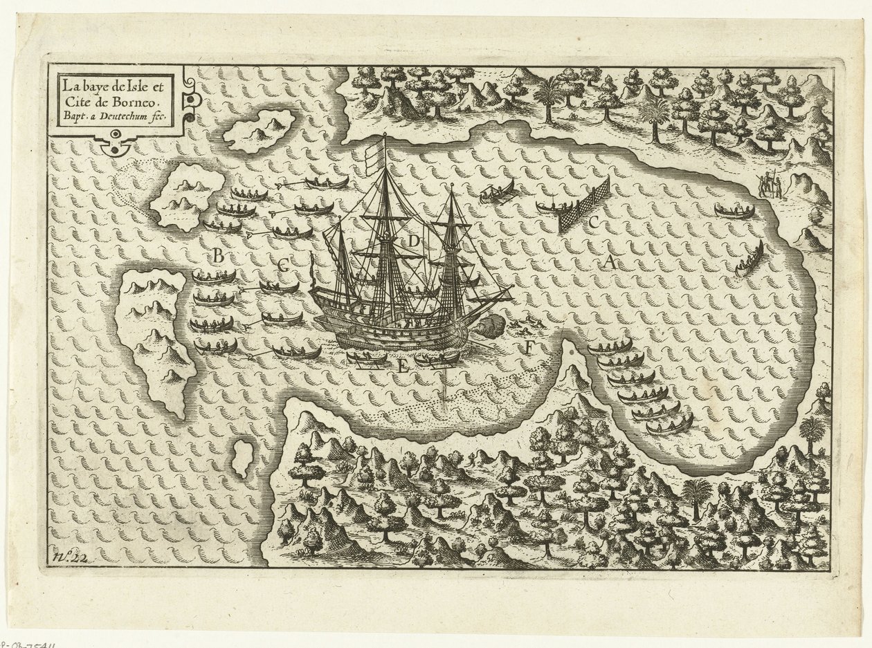 Arrival at Borneo, 1600 by Baptista van Doetechum