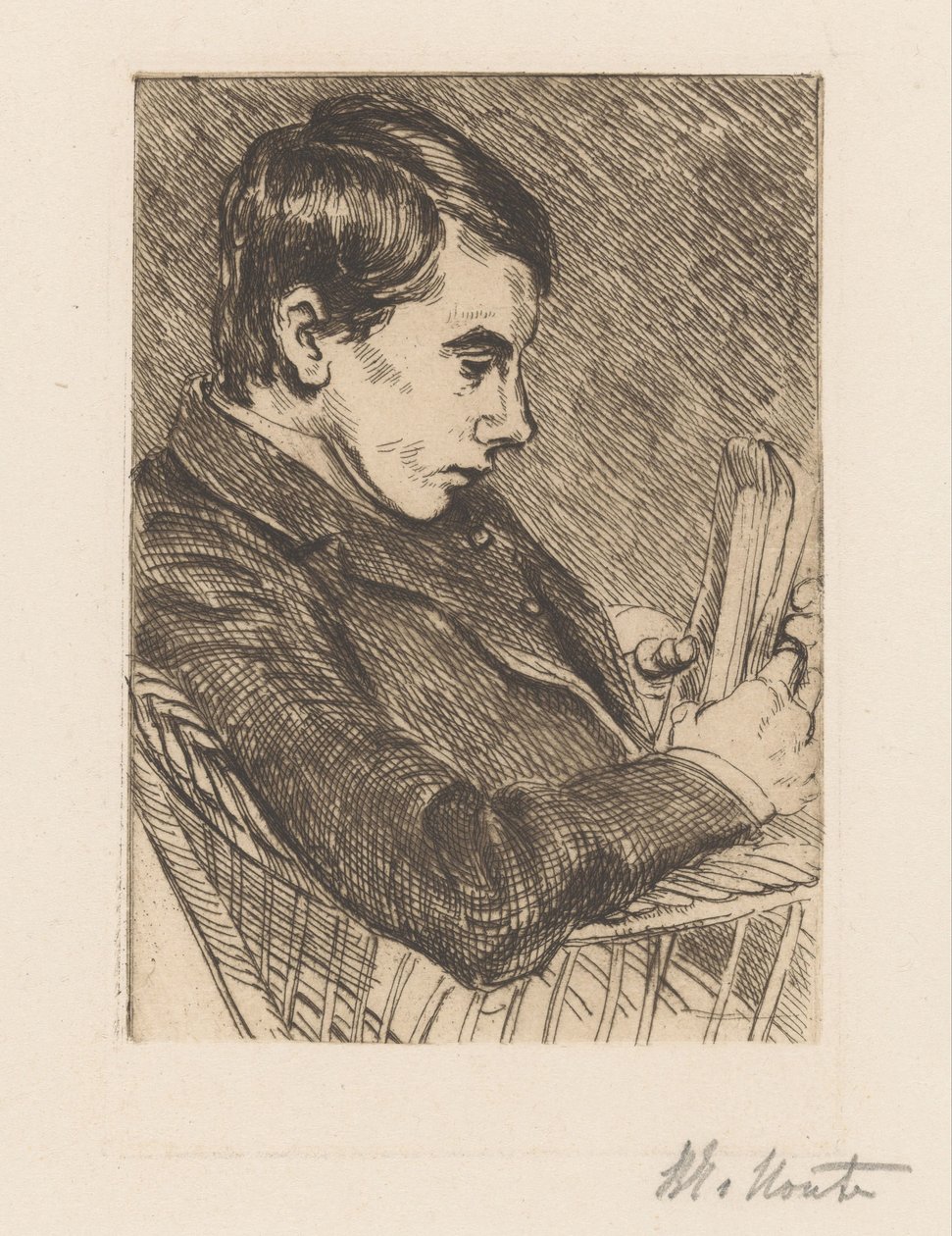 Portrait of H.W. Mouton with Book by Barbara Elisabeth van Houten (signed by artist)