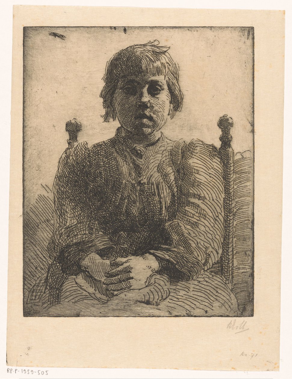 Portrait of an Unknown Girl by Barbara Elisabeth van Houten (signed by artist)