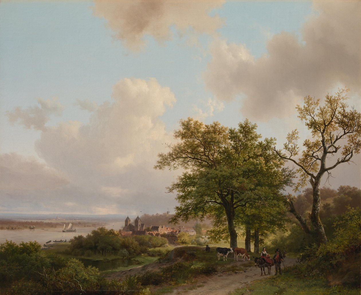 A City by a River Seen from a Height by Barend Cornelis Koekkoek