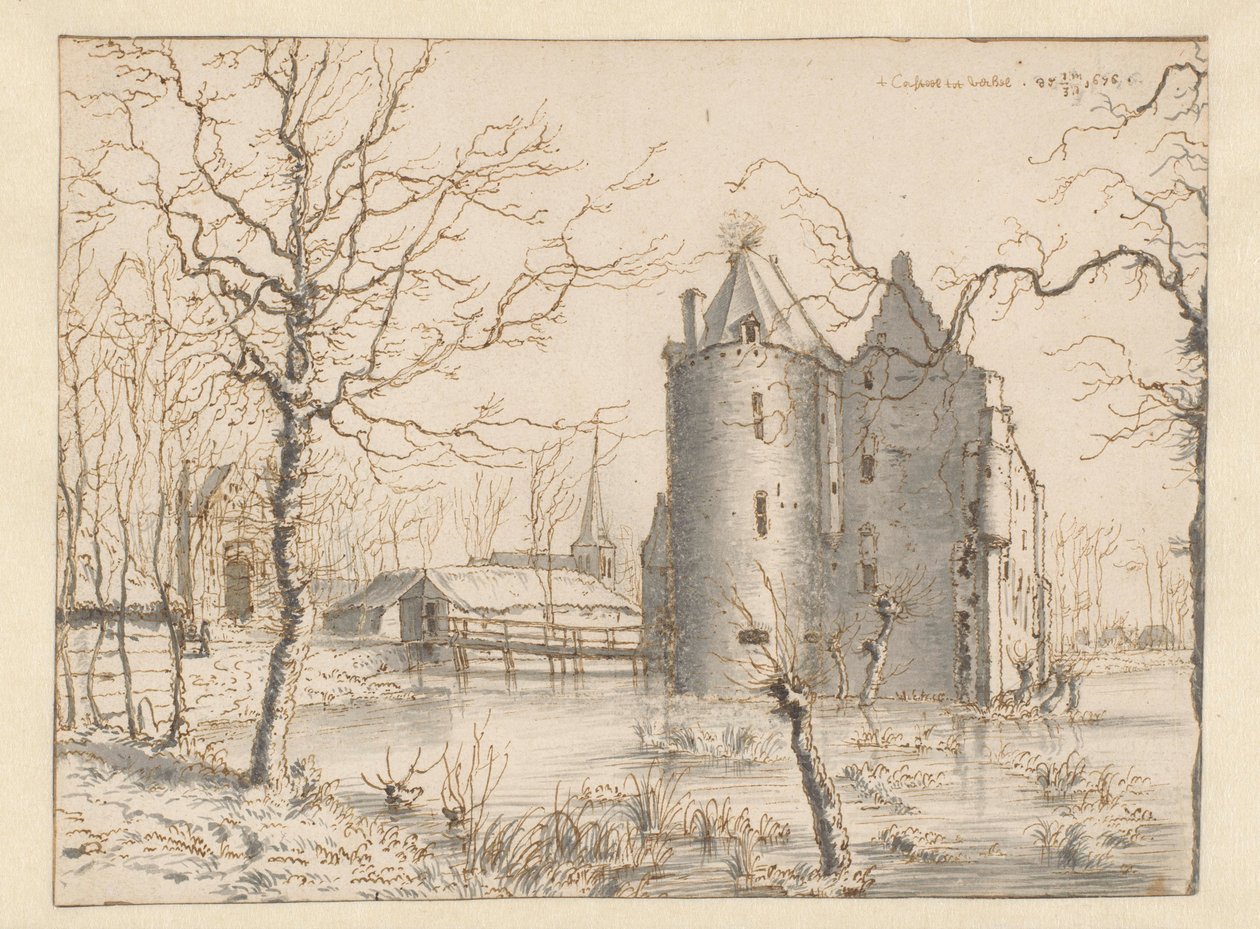 View of Kasteel Frisselstein, Veghel by Barend Klotz (attributed to)