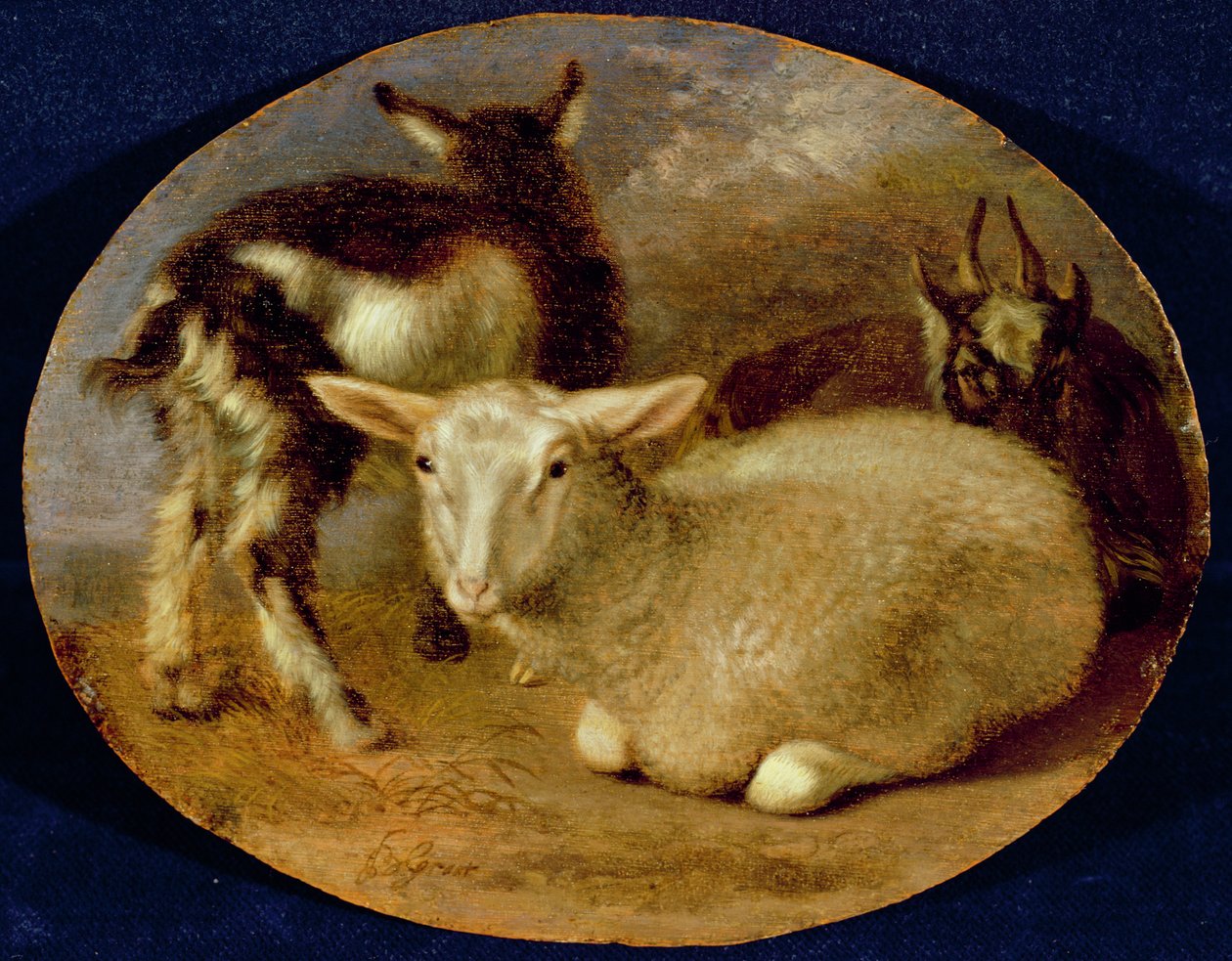 A Baby Lamb with a Kid and a Goat by Barend Graat