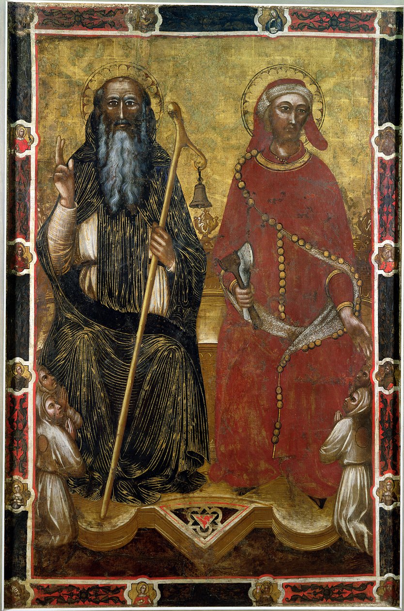 Saints Anthony Abbot and Eligius - Painted processional banner by Barnaba da Modena