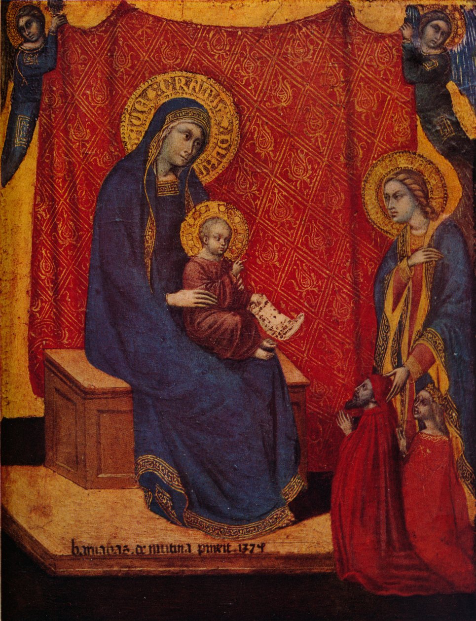 The Madonna Enthroned and Two Donors in Adoration by Barnaba da Modena