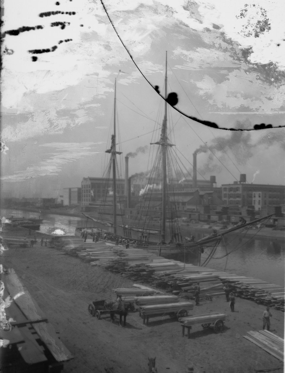 Lumber schooner on the Chicago River, Chicago, Illinois, USA by Barnes and Crosby