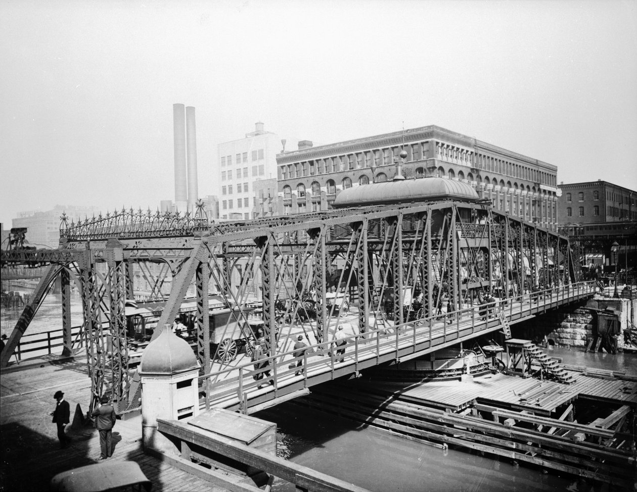 Madison Street Bridge, Chicago, Illinois, USA, c.1905 by Barnes and Crosby