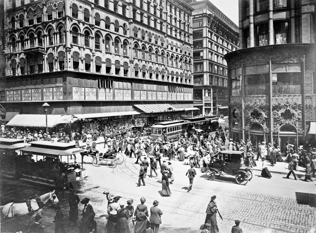 State and Madison Streets, Chicago, Illinois, USA, c.1905 by Barnes and Crosby