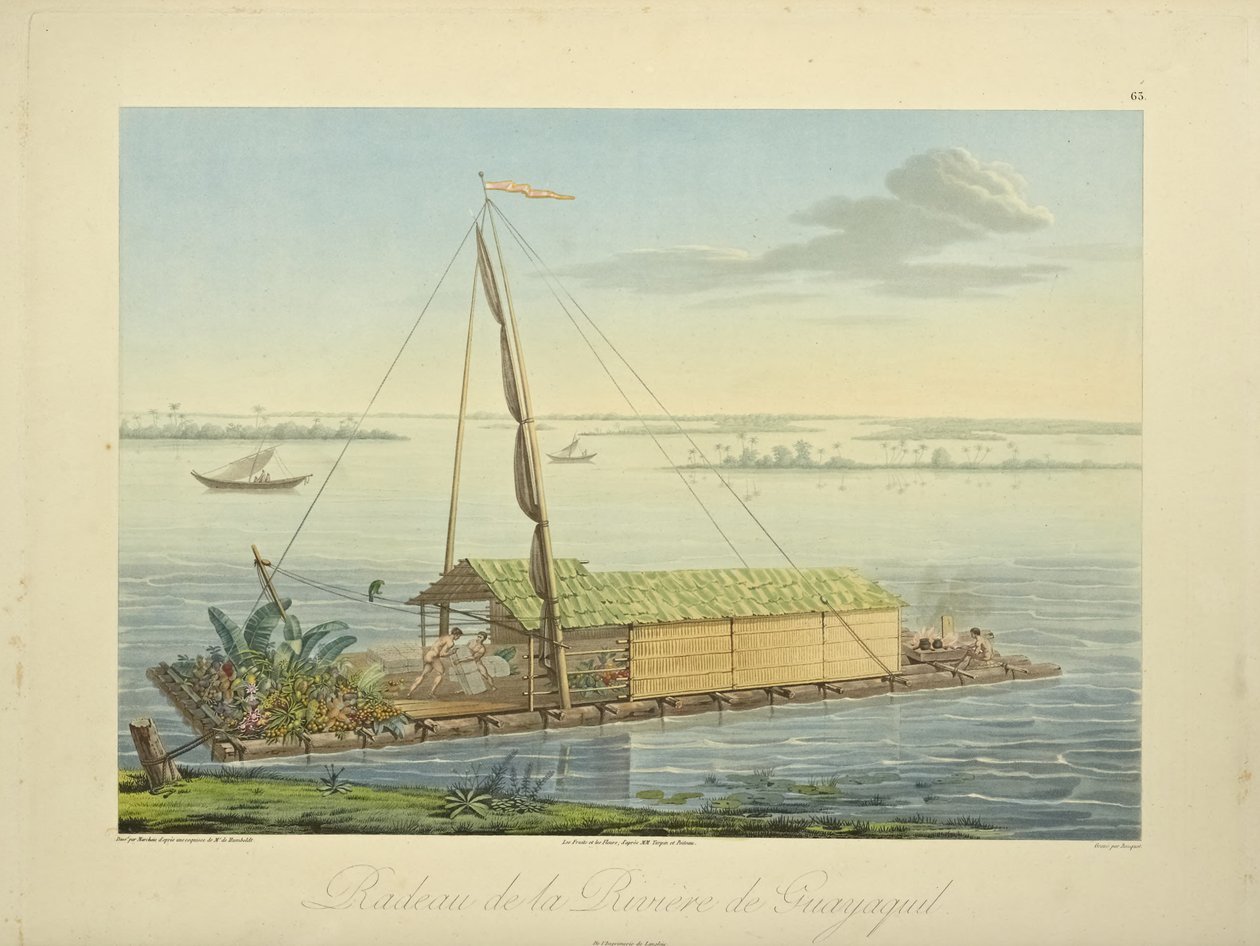 Raft on the River Guayaquil, Drawn by Marchais, Engraved by Bouquet, Illustration from 