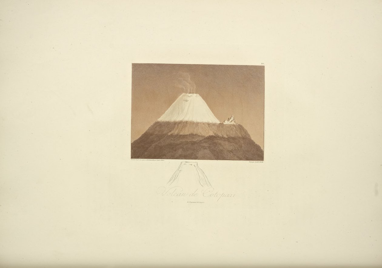 Volcano of Cotopaxi, Drawn by Gmelin, Engraved by Arnold, Illustration from "Vues des Cordillères et Monumens des Peuples Indigènes de l