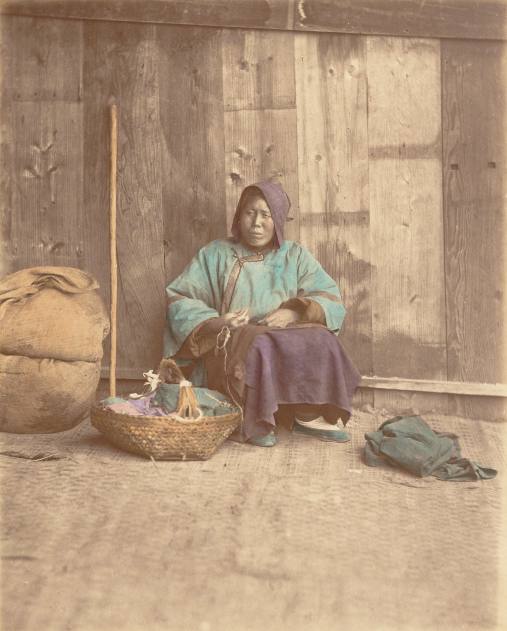 Chinese Woman Sitting with Basket, 1870s by Baron Raimund von Stillfried