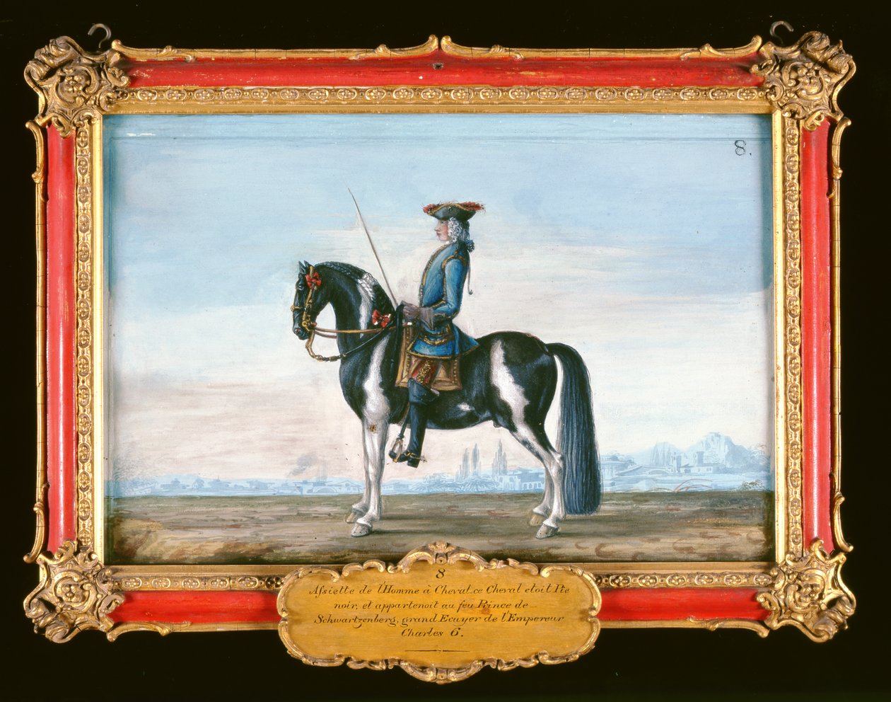 No. 8 A Piebald Horse and Rider, from the Spanish Riding School, the Horse Belonging to the Late Prince of Schwartzenberg, Equerry to Emperor Charles VI by Baron Reis Eisenberg