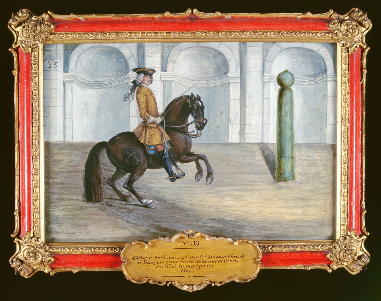 A Spanish horse of the Spanish Riding School performing a dressage movement by Baron Reis Eisenberg