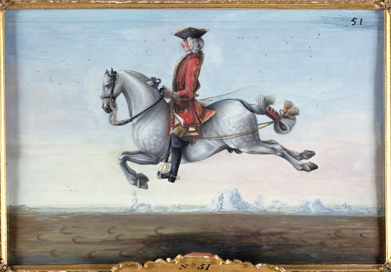 No. 51 A Dappled Grey Horse of the Spanish Riding School Performing a Dressage Movement Called a Capriole by Baron Reis Eisenberg