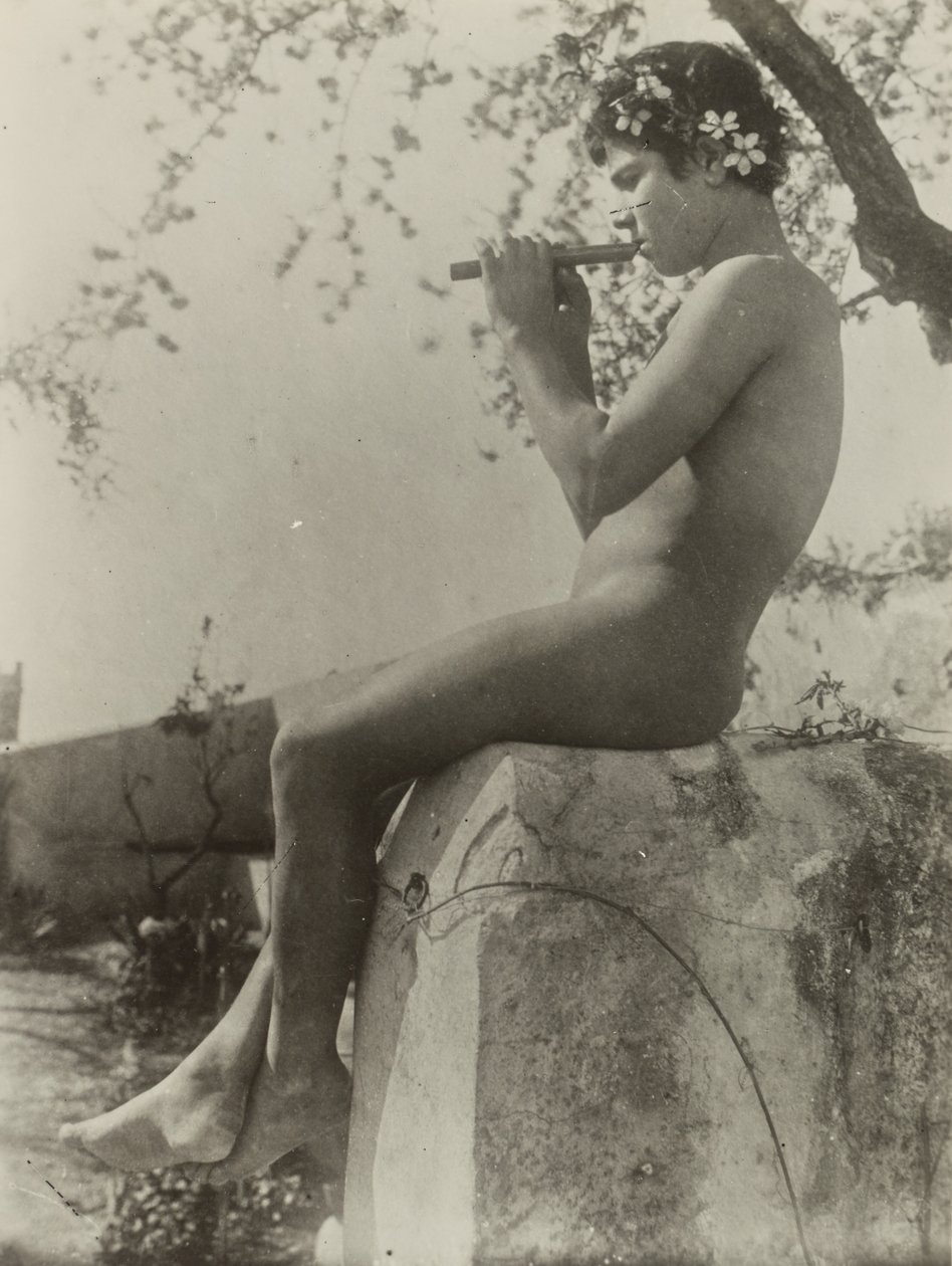 Boy Playing Flute by Baron Wilhelm von Gloeden