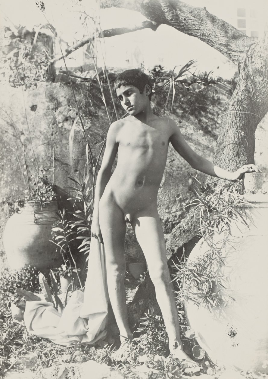 Nude Youth in Garden by Baron Wilhelm von Gloeden